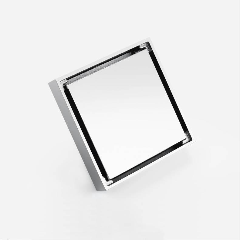 Watermark Floor Drain Brass Bathroom Hidden Drainer Tile Insert Conceal Invisible square Floor Drain Strainer Drain (Black,Brass)
