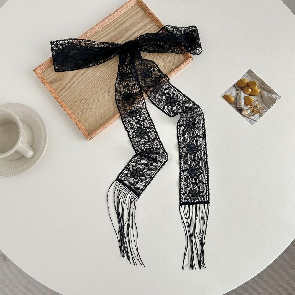 Elegant Lace Printed Scarf Floral Ribbon Scarf New Bag Strap Daily чёрный