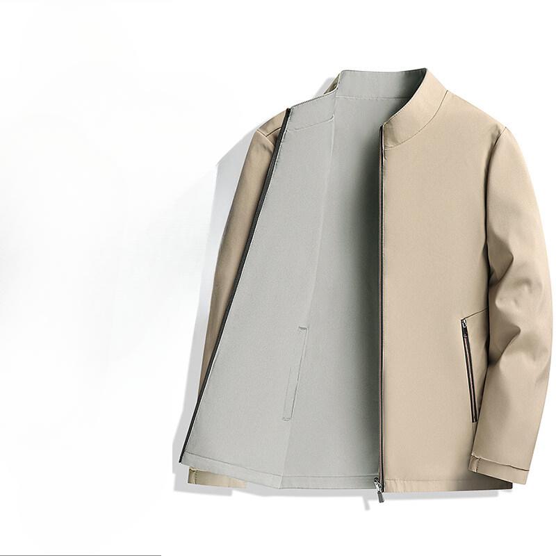 New Double-sided Stand-up Collar Jacket for Men Spring and Autumn Business Casual Jacket for Men