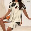 Women Plus Size Two Piece Set Pumpkin Bee Floral Print Round Neck Short Sleeve Split Top Knee Length Pants