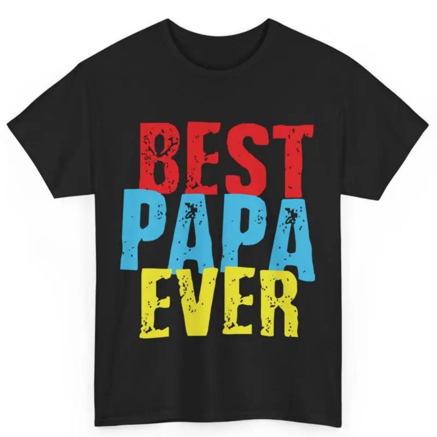 Best Papa Ever Grandpa Fathers Day Colorful Cotton T Shirt S чёрный