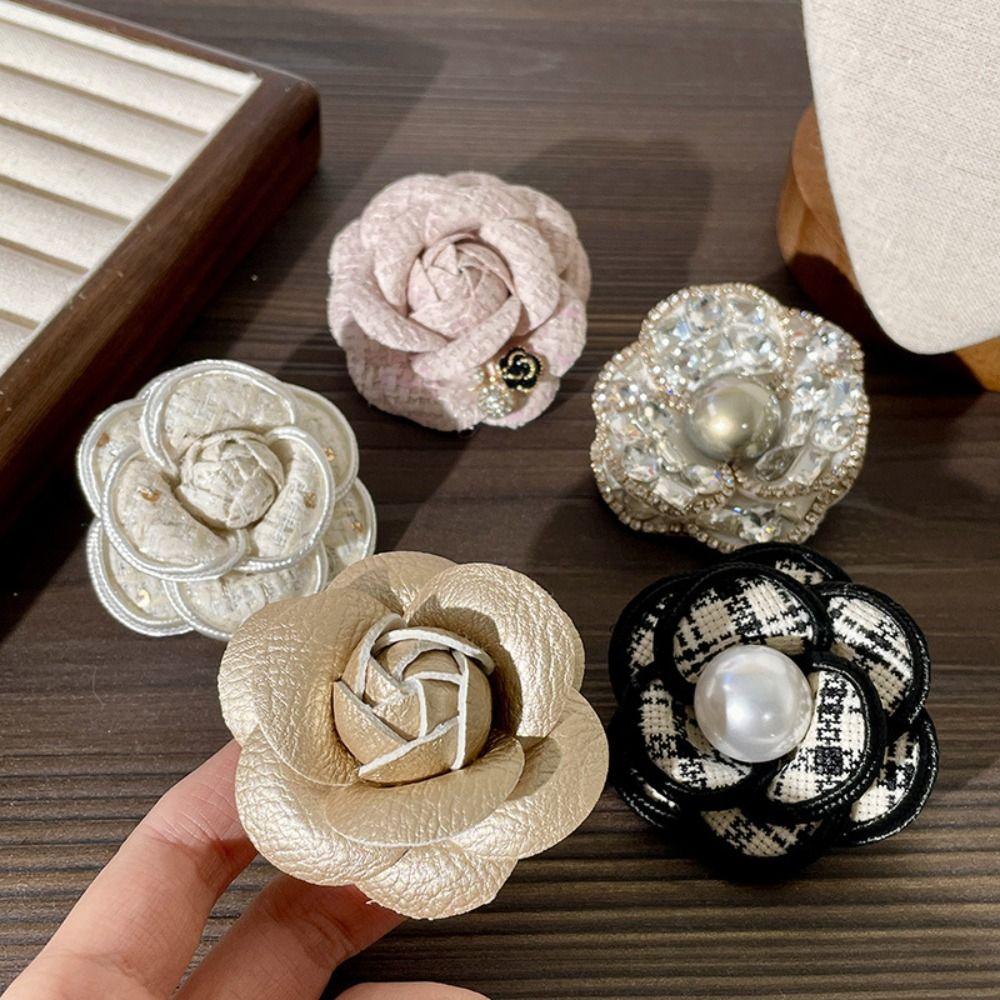 Scarf Buckle Flower Pin Vintage Rhinestone Collar Pins Fashion Camellia Brooch Party