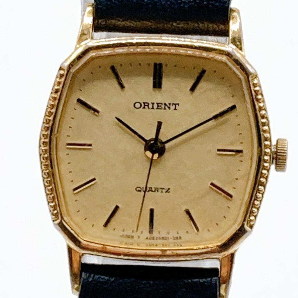 Used 405 ORIENT Ladies Watch Quartz Battery Replaced Working Gold