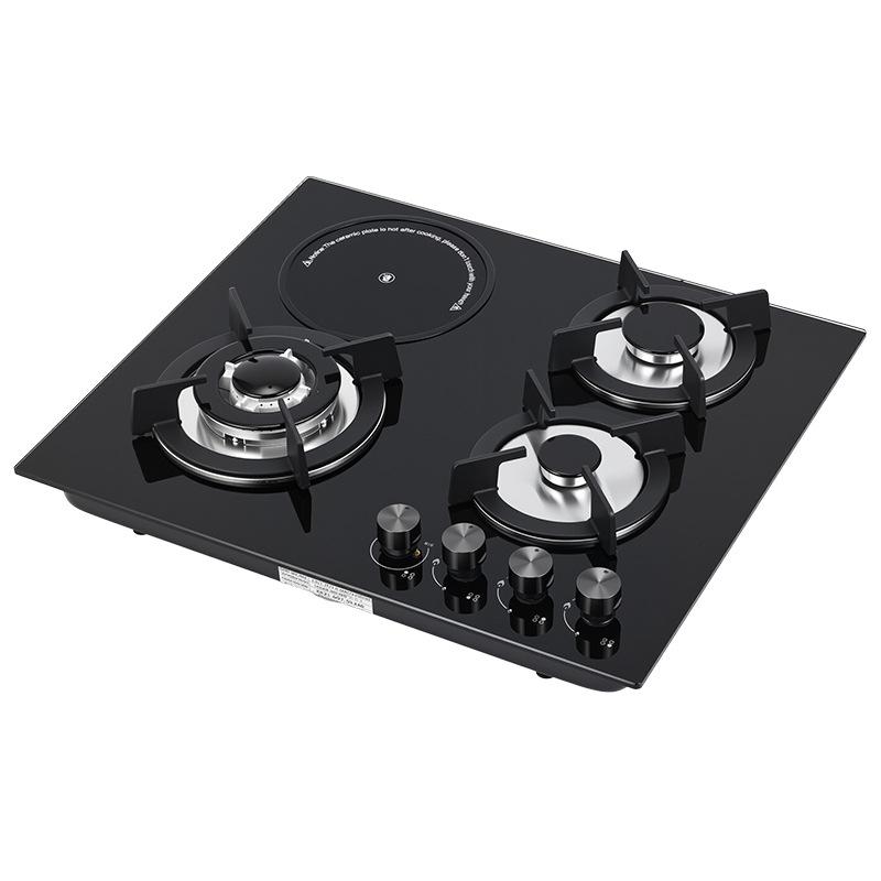 3 Gas + 1 Electric Built-in 4 Burner Cooktop with Tempered Glass Panel