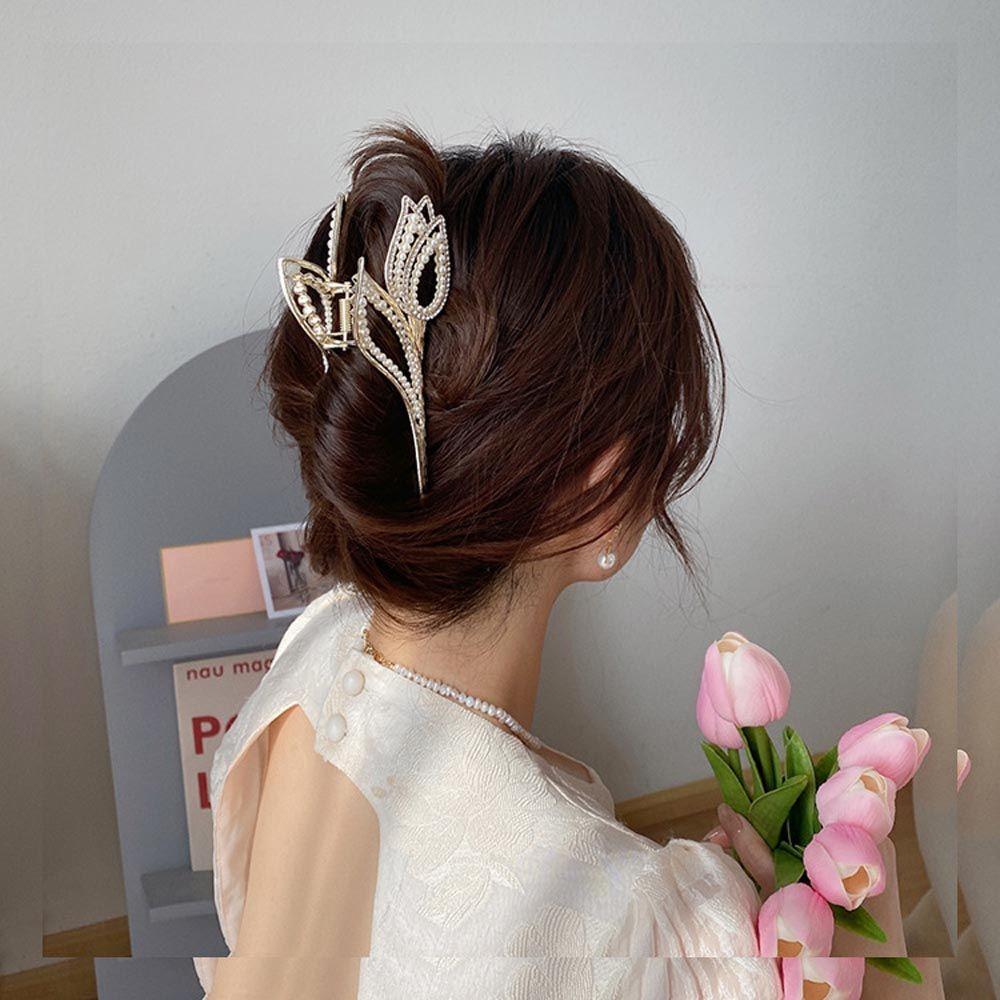 

Hair Crabs Clip Temperament Women Hair Claws Flower Hairgrip Shark Clip Korean Ponytail Holder crystal