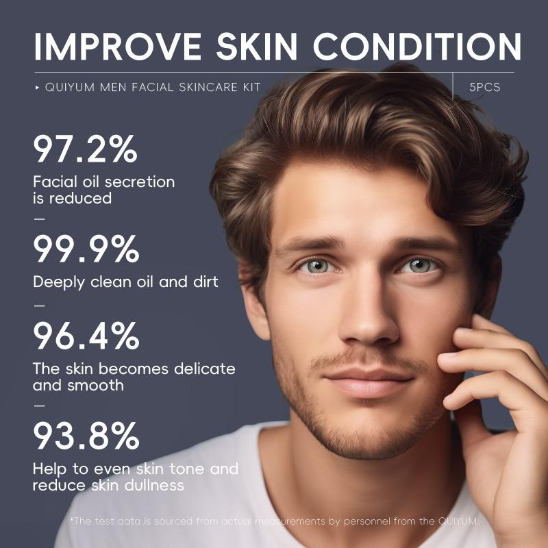 QUIYUM Skin Care set for Men, Cleansing and Moisturizing 5 pcs, Travel size