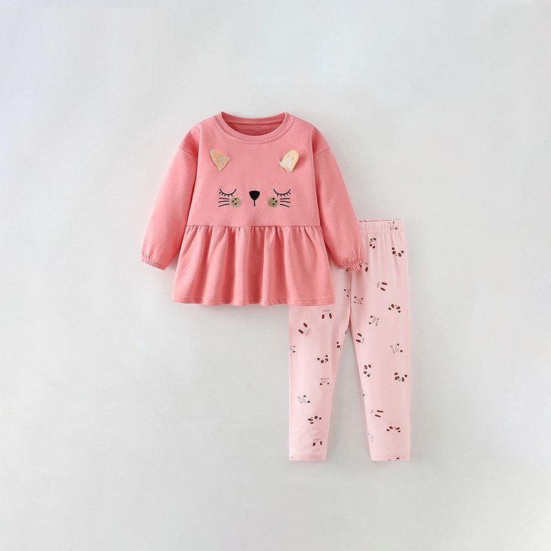 Malwee Girls  Suit Autumn and Winter New European and American Style Casual Round Neck Stylish Little Girl Casual Two-Piece Set 9729 130
