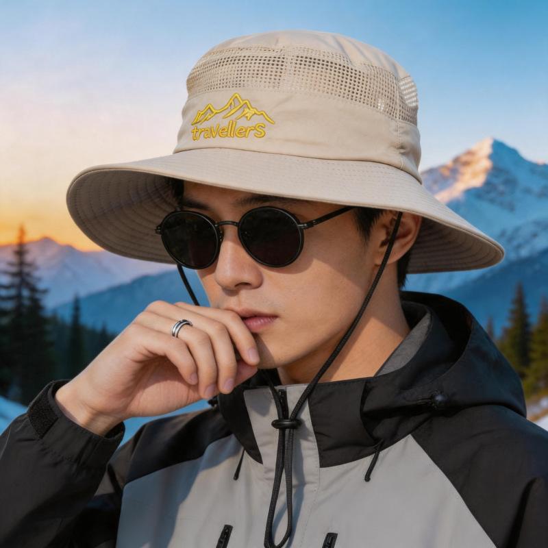 Outdoor shading and sun protection fisherman's hat men's summer large brim UV protection mountain hiking fishing hat