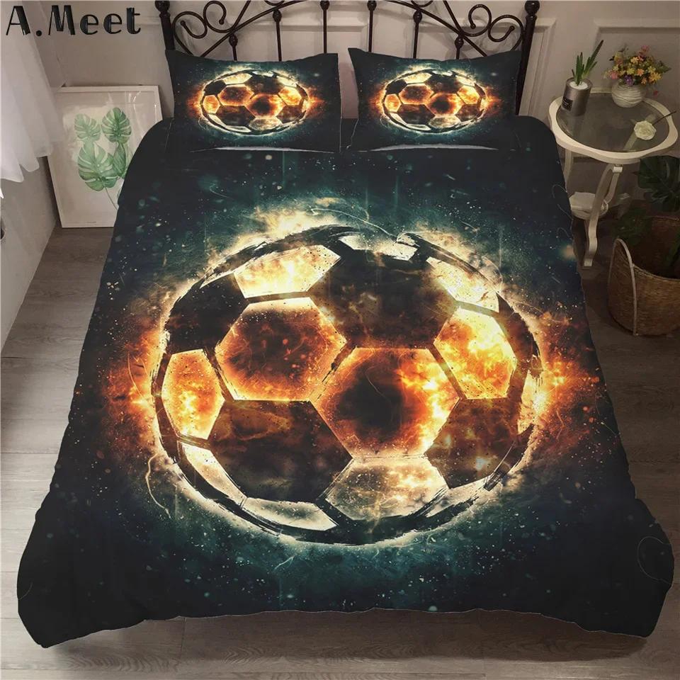 Football Bedding Set Printing Pillowcase Quilt Cover Soccer Duvet Covers Home Textiles Queen King Size Sport Theme Quilt Cover
