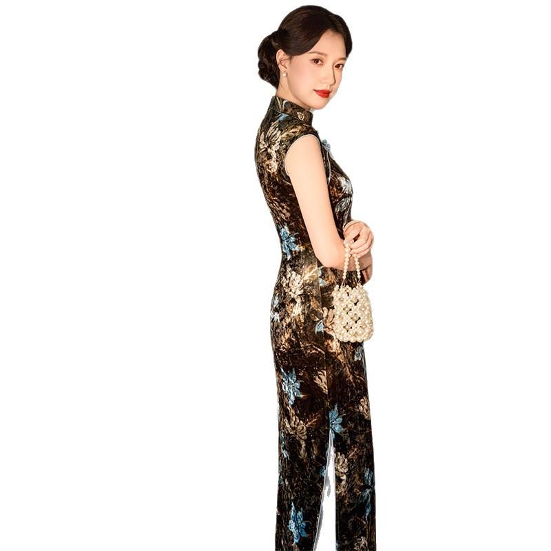 Cheongsam women's new new Chinese-style improved young retro daily slim-fit long sleeveless single-layer slim-fit dress autumn