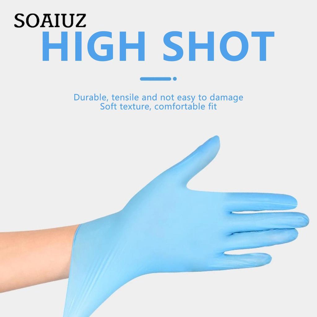 50Pcs/set Disposable Rubber Gloves PVC Composite Thickened Blue Nitrile Hygienic Acid- Resistant Food Emulsion