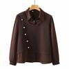 Stylish Knit Top for Middle-Aged and Elderly Women: Slimming, Loose, Faux Two-Piece, Long-Sleeved, Perfect for Spring and Autumn.