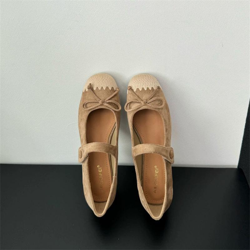 French Small Fragrant Splicing Round Head Thick Heel High Heel Single Shoes Temperament Versatile Commuter Mary Jane Shoes