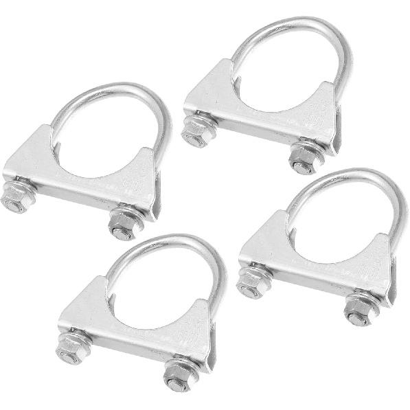 Round U Bolt Clamp/Muffler Exhaust Clamps for Car RV Truck Boat/Durable Mild Steel 1.75  ID 45mm / 4 Pcs Silver Tone Replacement