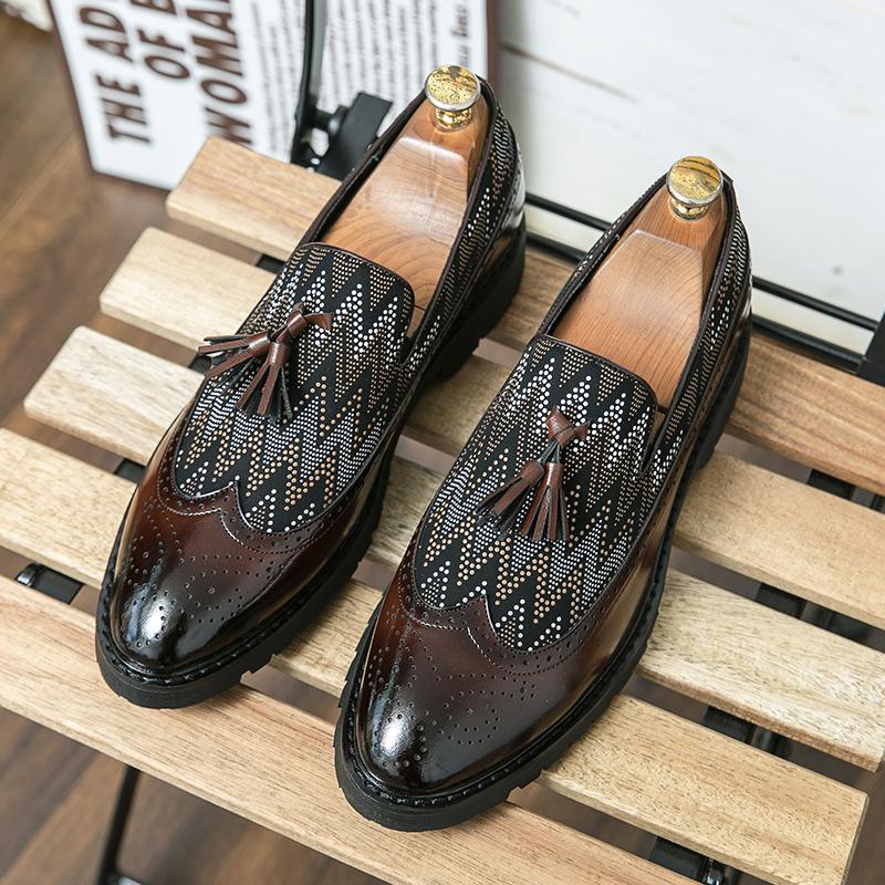 Fashion Italian Brand Handmade Leather Shoes Loafers Men's Tassel Slip-On Comfortable Casual Shoes Fashion Oxford Shoes Large Size 38-47