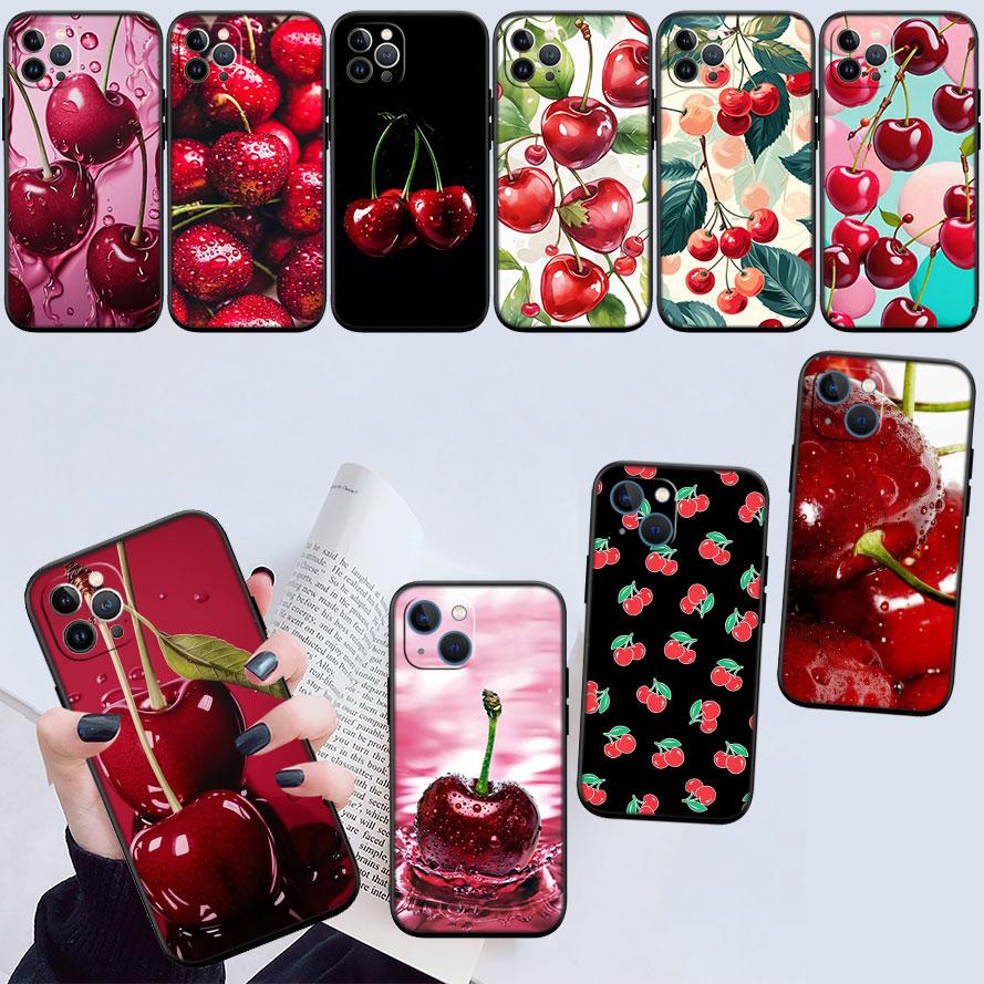 Kirsch Sommerfrucht Hülle für Samsung A11 A12 A13 A15 A52S A53 A55 A56 A70 A71 A72 A73 F06 F16 F56 S10 Plus S10e
