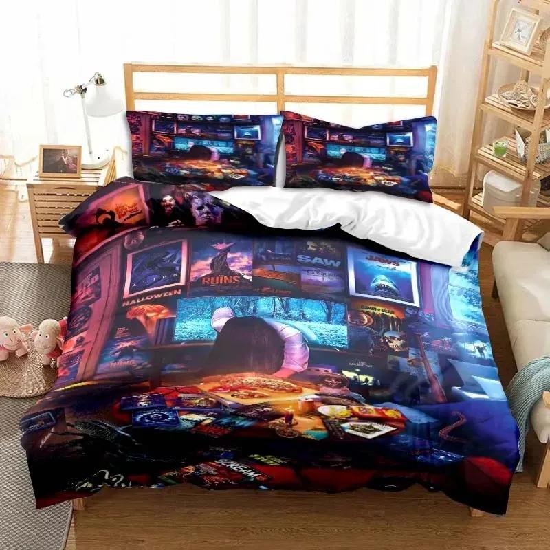 3D Print Horror Moive Halloween Bedding Set Double Twin King Duvet Cover Comforter Pillowcase Boys Girls Adults Bedroom