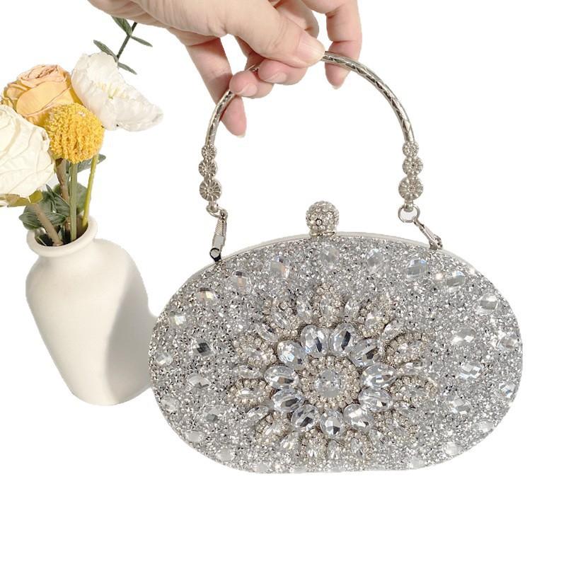 Elegant Rhinestone Sunflower Evening Clutch Bag Formal Party Wedding Banquet Handheld Purse