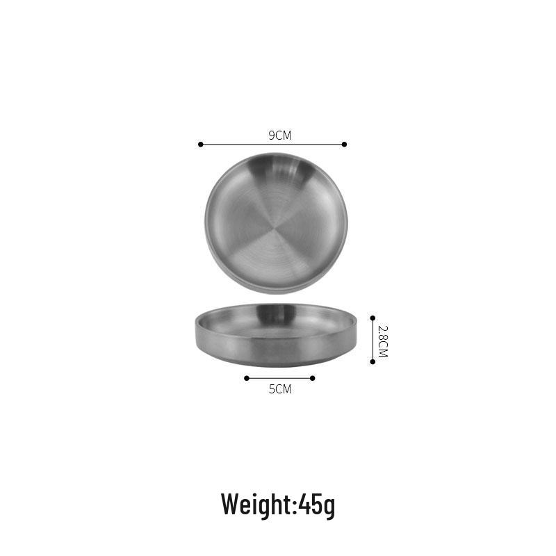 Korean-Style Double Layer Gold Kimchi Dish - Stainless Steel Small Bowl for BBQ, Dipping Sauce, Seasoning.