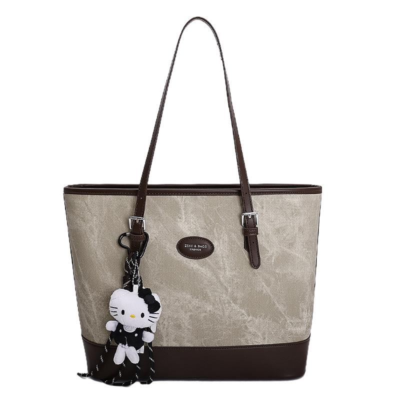 

2025 winter new retro niche large-capacity portable tote bag women s commuter shoulder bag trendy versatile underarm bag no pendant сірий колір