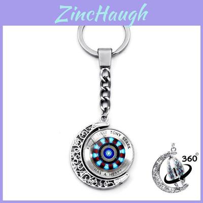 Marvel Superhero Iron Man Energy Reactor Keychain Double-sided Rotating Moon Pendant