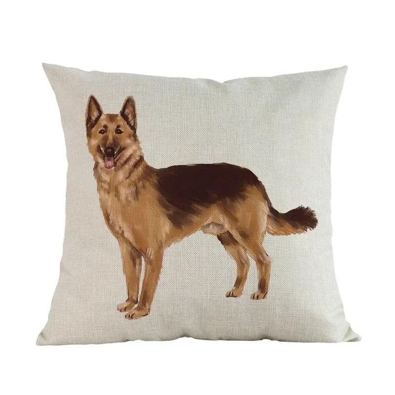 Watercolor Style Pet Dog Cushion Cover Home Living Room Sofa Decoration Pillow Case Chair Car Bedroom Decorative Pillowcase Gift