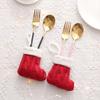 Christmas Knitted Sock Tableware Protector Efficient Fabric Decoration For Holiday Dining Party Table Setting