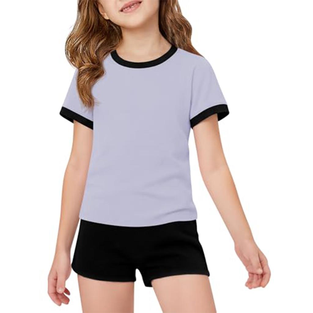 Kid Patriotic Outfit - Short Sleeve & Shorts 2-Piece Set For Girl