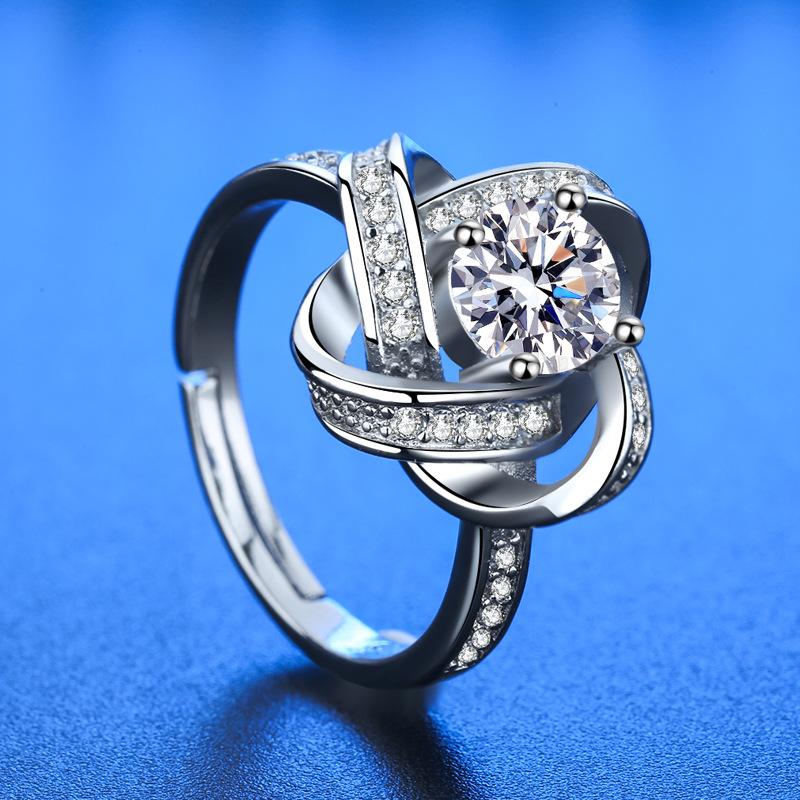 925 Silver Ring Heart AAA Zircon Open Adjustable Engagement For Women Wedding Fashion Jewelry Party Gifts