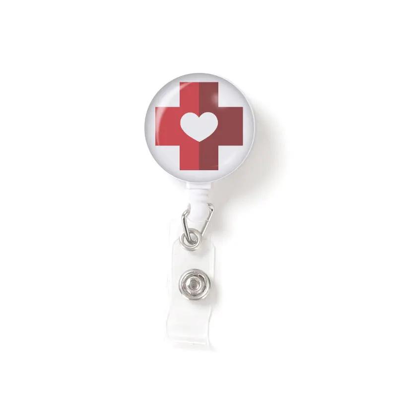 1pc Marble Nurse Doctor Badge Reel Retractable ID Badge Holder Key Ring ID Name Card Office Supplies Porta Credencial