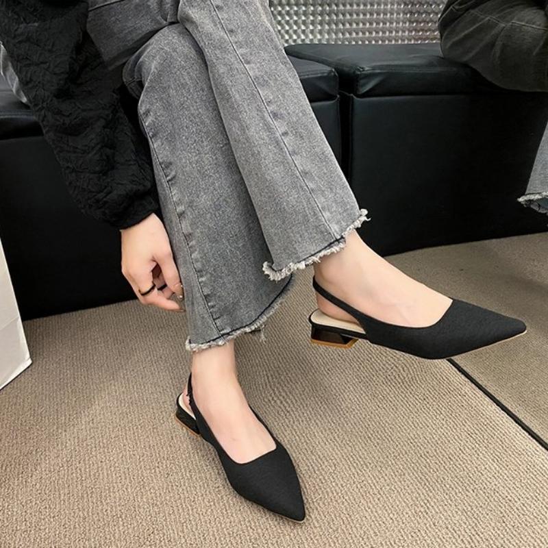 Summer Fashion Pointed-toe Women s Sandals Shallow Toe Hook-shaped Heel Women s Casual Urban Formal Shoes 36 чёрный