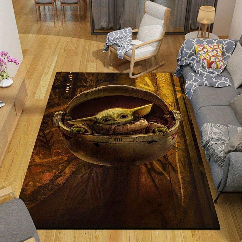 1pc Disney Star wars Yoda Pattern Carpet Area Rug Non-slip Carpet Hand Washable Floor Mat Suitable For Living Room Bedroom Home Decor Room D