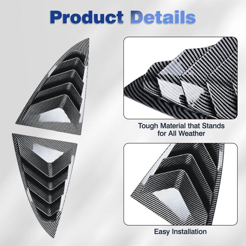 2pcs Rear Car Window Shutter Cover for Tesla Model 3 2024-2025 Louver Side Vent Trim Triangle Accessorie
