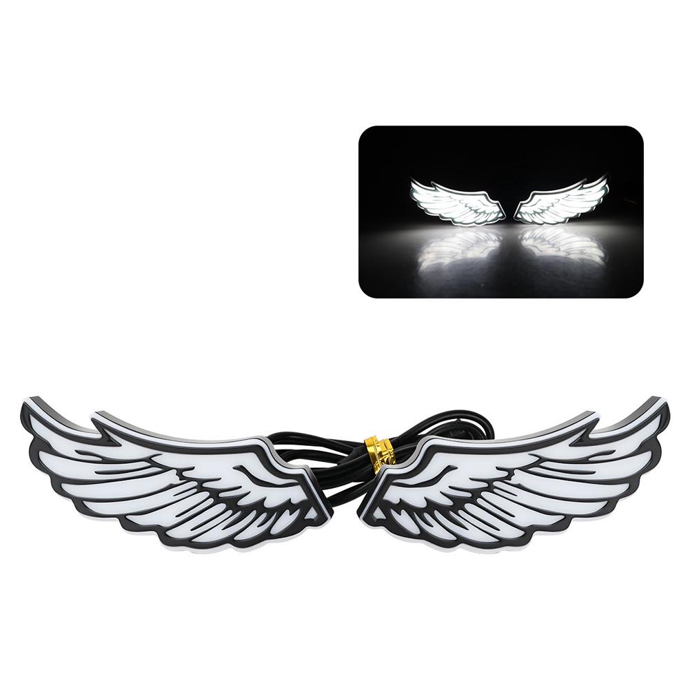 2Pcs Motorcycle Auto LED DRL Daytime Running Lights Angel's Wings Backup Lamp Automobiles Reversing Parking Turn Signal Lamp