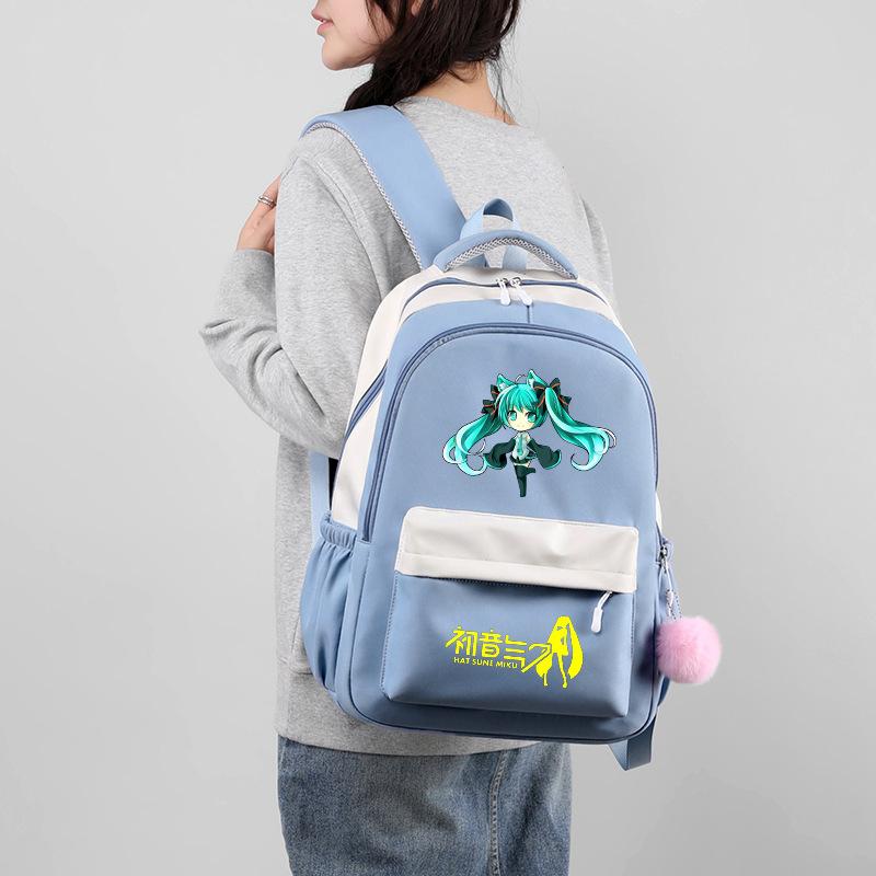 Anime Peripheral Hatsune Future School Bag Backpack Cartoon Backpack Candy Color Large Capacity Student School Bag Stationery
