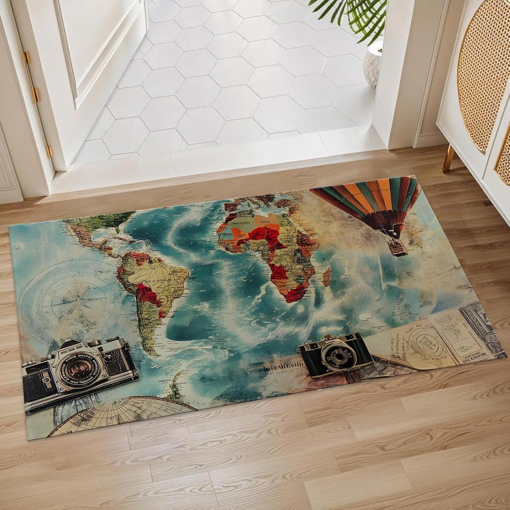 Colorful Nautical Rope Indoor Door Mat, Floor Area Rug for Entryway, Living Room,or Bathroom, Non-Slip Doormat,Vibrant Knotted