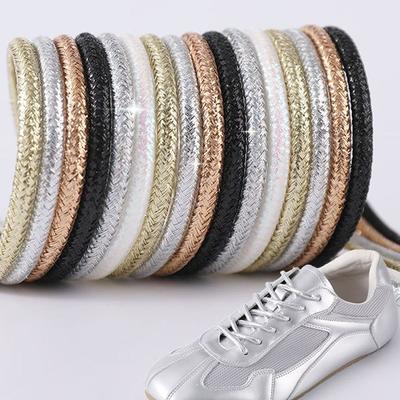 1Pair Casual Round Glitter Shoelaces Creative Bright Shoe Laces Shoe Accessories
