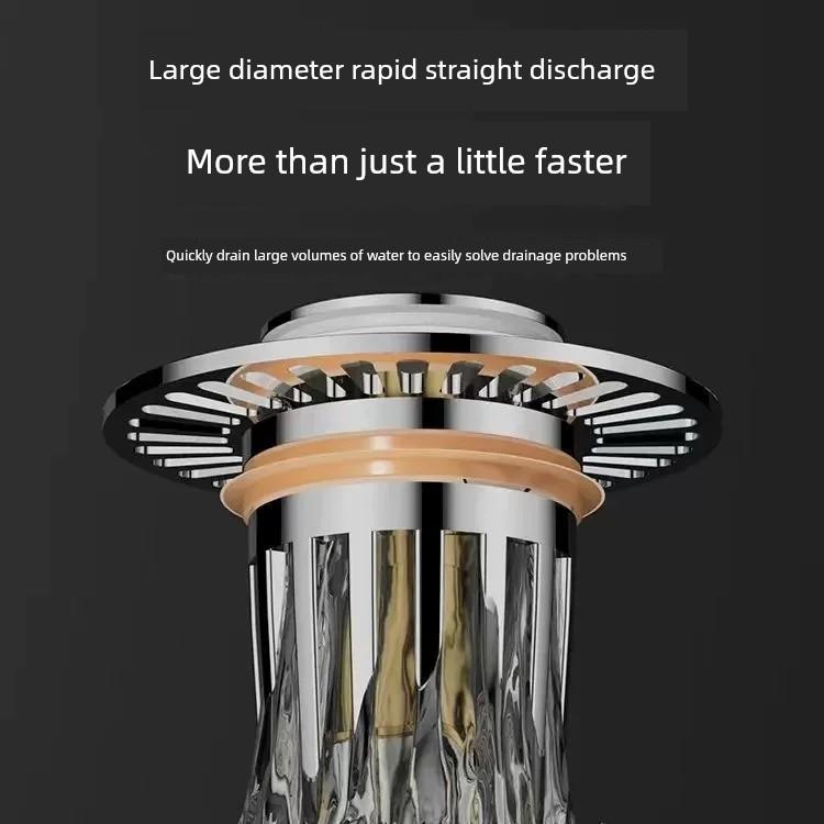Press-Type Drain Plug for Washbasin, Sink, and Basin with Pop-Up Core Filter To Prevent Clogging and Odor Return