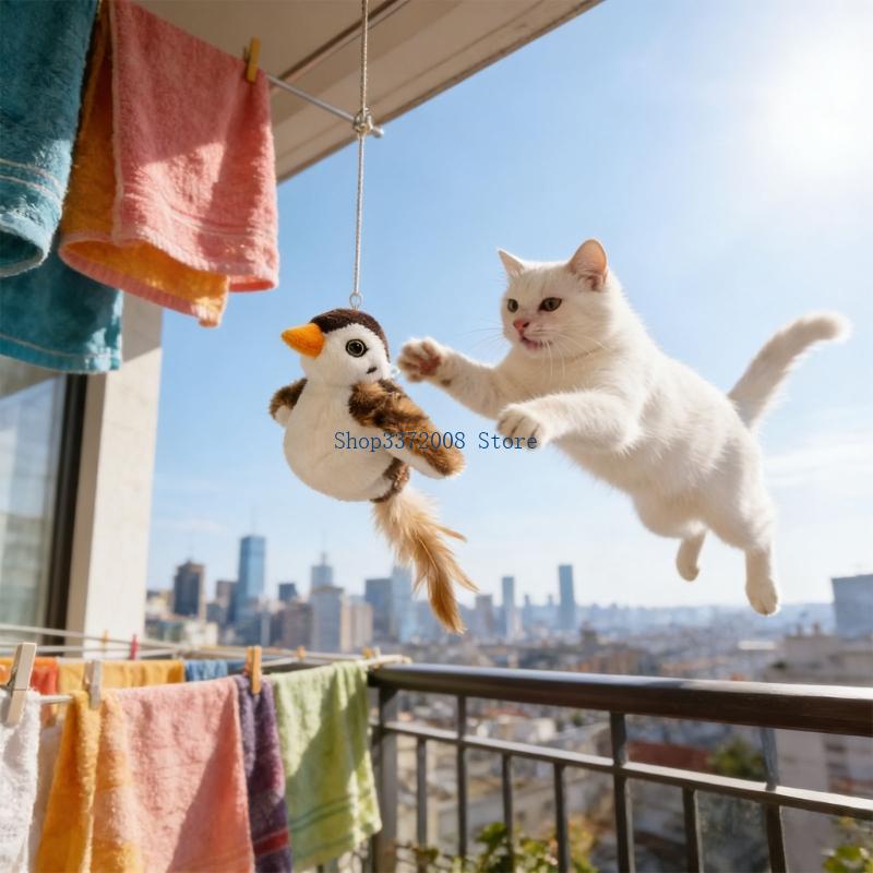 Electric Flapping Bird Toy Cats Interactively Sound Exercise Boredom Relief