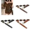 Women Vintage Belt Western Cowboy Metal Buckle Carved Leather Fashion Strap