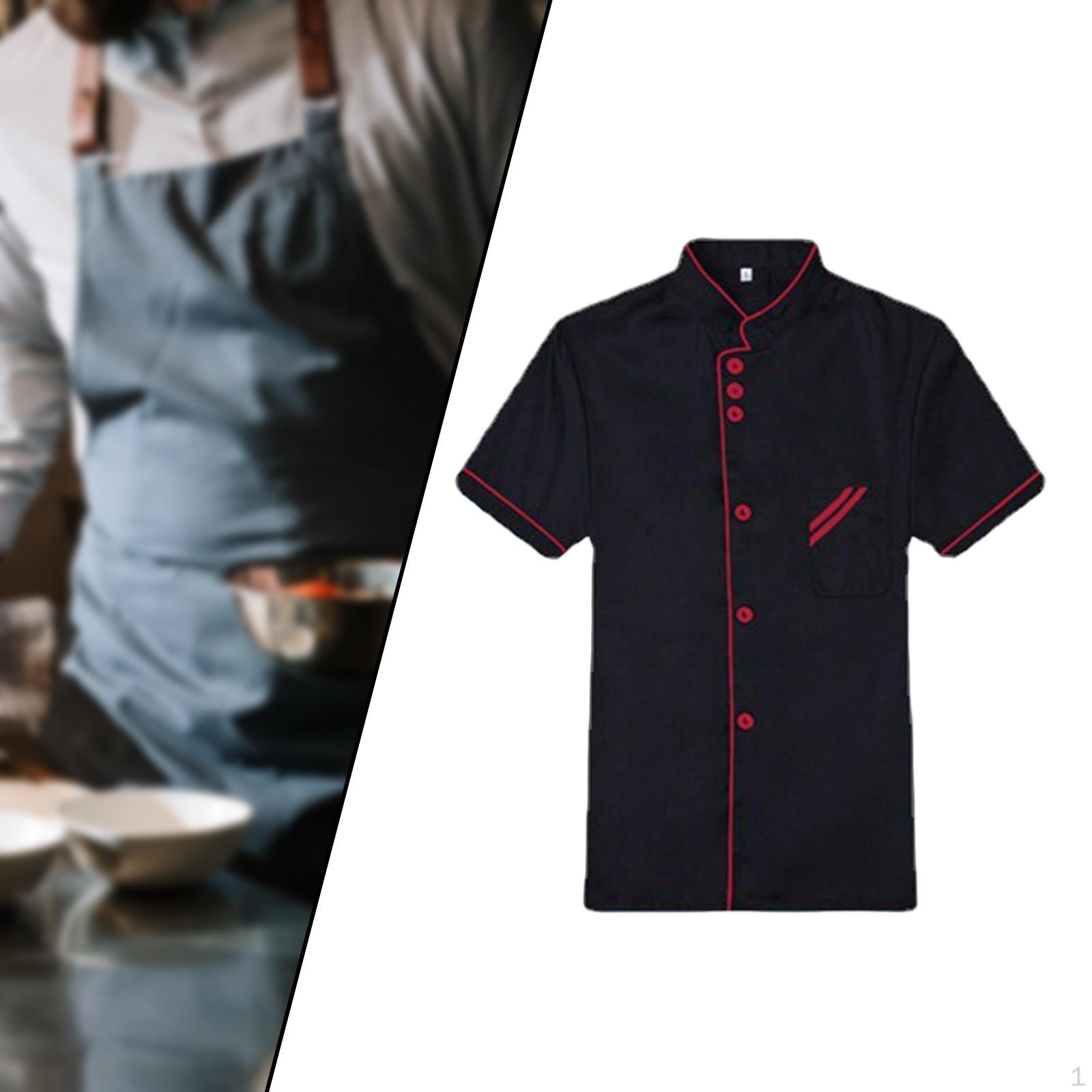 Breathable Chef Coat Short Length Sleeve Jacket for Cafe L