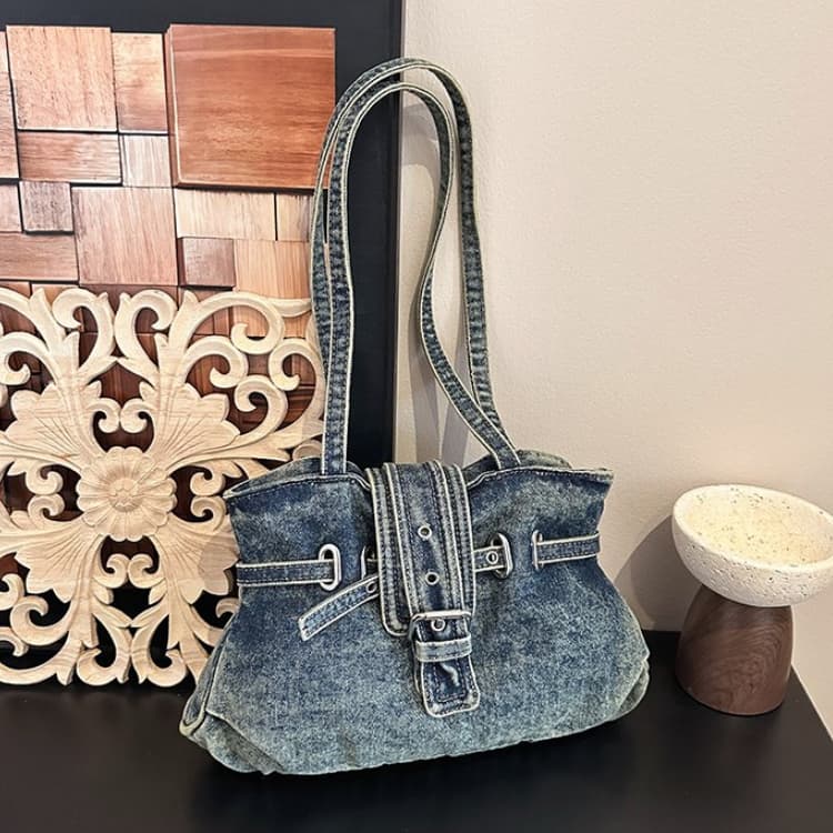 Retro gewaschene alte Denim Achseltasche Damen Umhängetasche