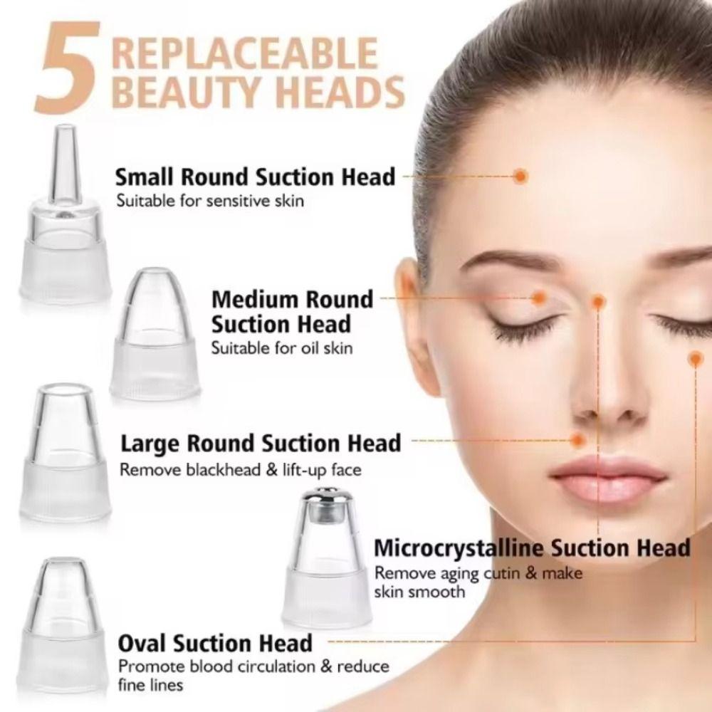 3 Suction Mode Electric Blackhead Remover 5 Suction Heads Face Cleansing Machine  Spot Acne