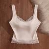 Solid Color Slim Lace Crop Top Patchwork Spaghetti Y2k Top Spicy Girl Style Lace Sling Tank  Summer