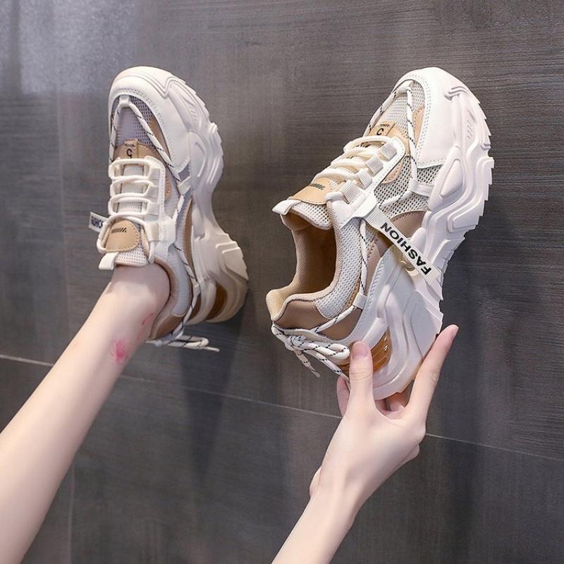 New Women'S Retro Platform Sneakers - Mesh  Dad Shoes With Chunky Sole, Fashion Casual Sports Shoes For Spring/Fall