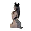 Sexy Underwear, Sexy Suspenders, Lace, High Waist, Split Back, Leopard Print Uniform Suit, Pure Hip Wrapping
