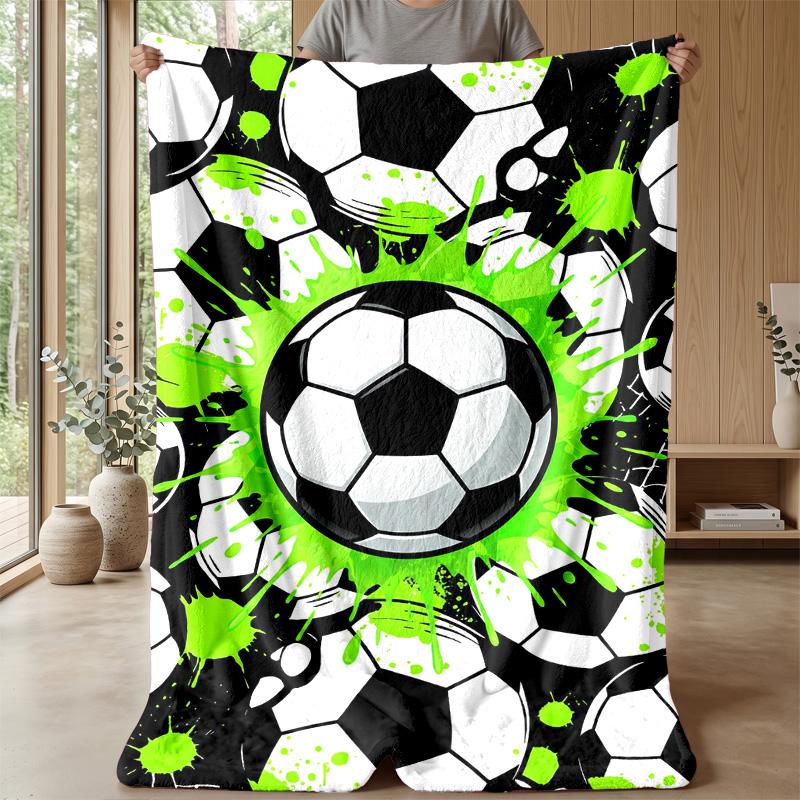 Soccer Ball Splash Art 2 Theme blanket Lightweight Warm Flannel Blanket Decorative Throw Blanket for Home Decoration