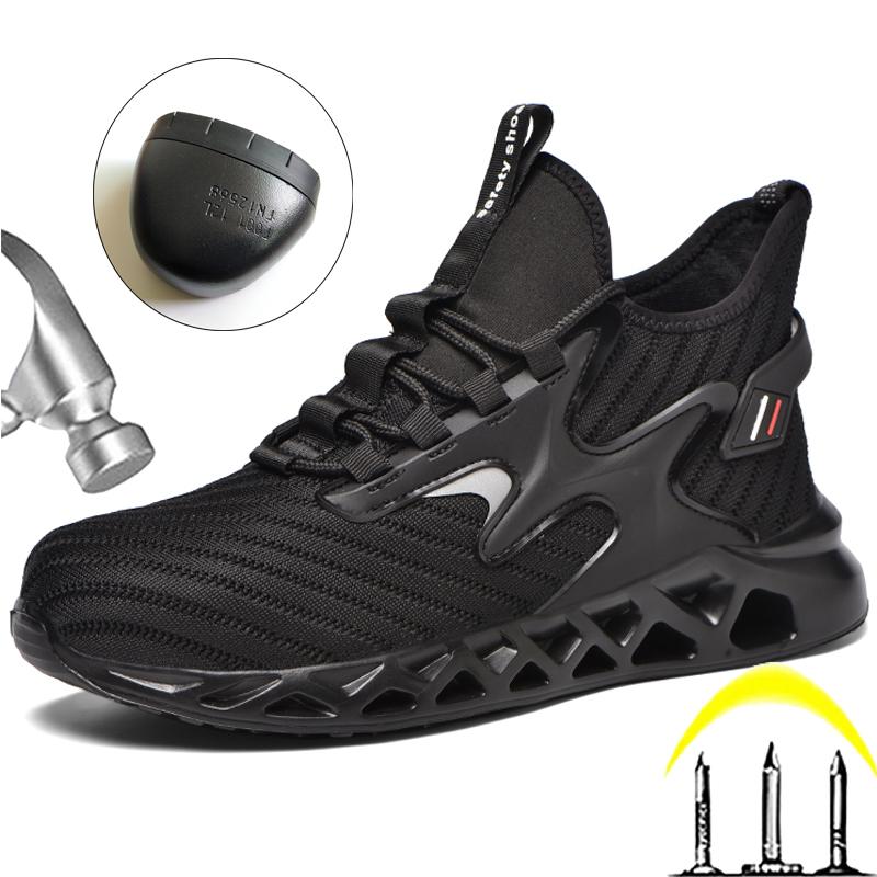Breathable mesh Men's safety shoes Puncture-Proof Work Sneakers Steel toe shoes Lightweight comfortable Indestructible shoes