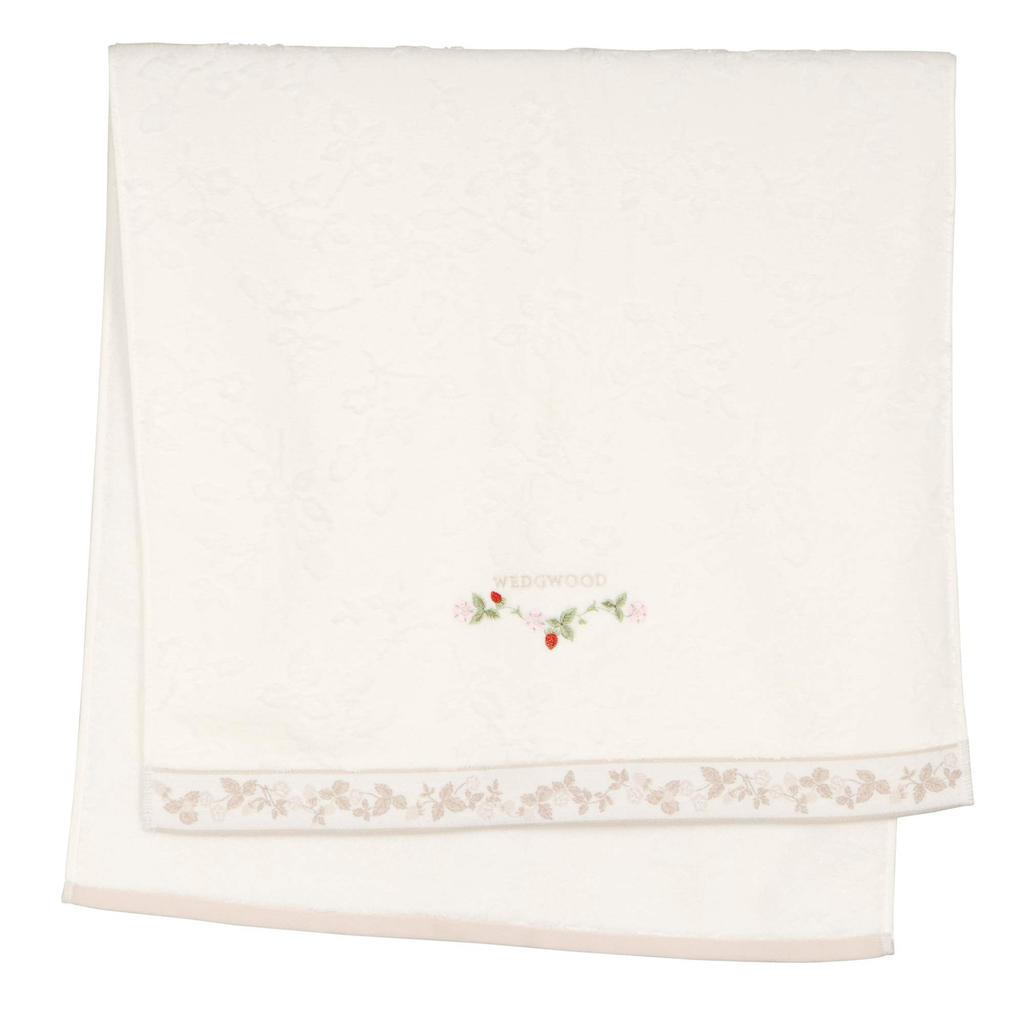 Nishikawa Bath Towel, 100% Cotton, Wedgwood Wild Strawberry, Strawberry Design, Smooth Shirring, Soft Ivory, TT11304606I