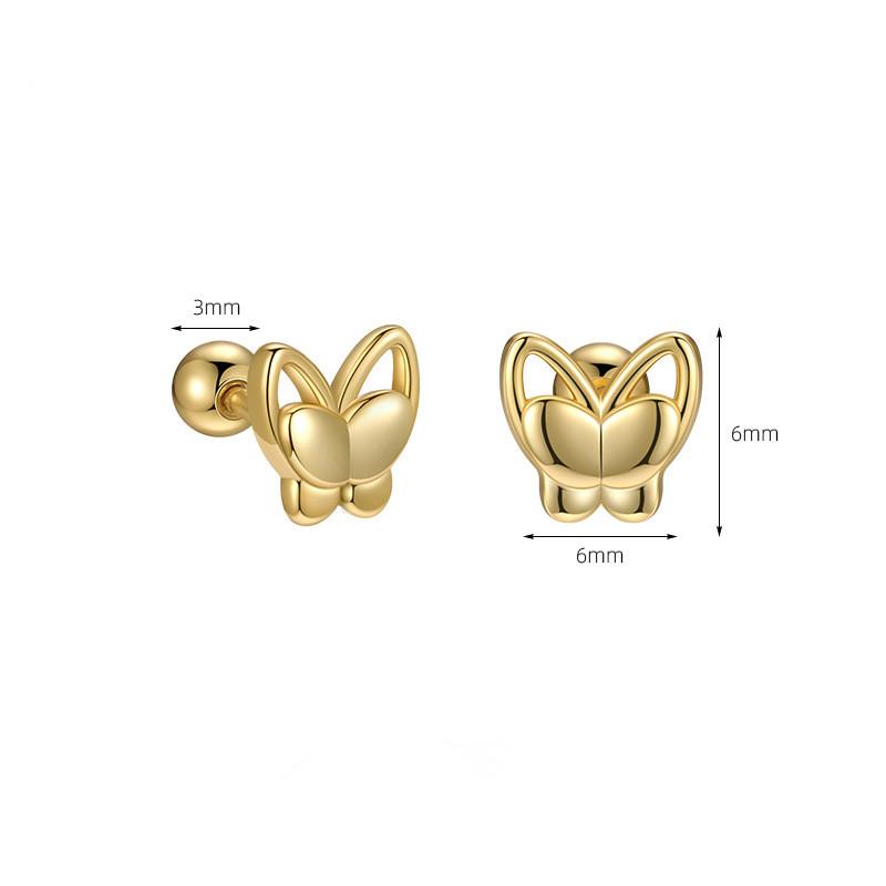 Authentic 925 Sterling Silver Stud Earrings for Women Cute Double Layered Hollow Butterfly Earrings Wedding Engagement Jewelry